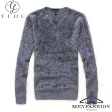 新款韓版修身v領吊染針織男士毛衣男馬海毛秋冬加厚絨毛毛保暖潮 衣度翩翩