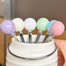 可愛304不鏽鋼水果叉組 甜品陶瓷收納罐, 1個, 陶瓷頭果籤1組,304不鏽鋼果叉