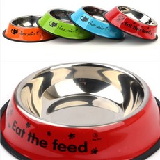 건shop디자인 원형 컬러 반려동물 스틸 식기 강아지그릇, 중