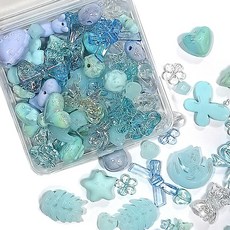 체리아트 비즈스쿱 팔찌 키링만들기 비즈혼합 파츠재료100g 대용량, 1개, 스카이블루