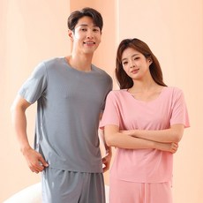 쿨 냉감 여름 빅사이즈 쿨잠옷 잠옷 여성 남성 반팔잠옷 커플 상하 잠옷세트