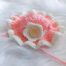 다묘집사 귀여운 뜨개질 모자, 6.흰분홍꽃모자, 1개