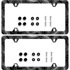 개 고양이 발바닥 면허판 프레임 애완동물 맞춤형 스테인리스 강철 재미있는 디자인 미국과 캐나다 표준 홀더와 호환 가능 6 X 12 나사 포함, Topographic Map 2 pieces