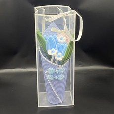 扭扭棒甜筒冰淇淋花束鬱金香成品花束送閨蜜女朋友生日禮物伴手禮, 藍色+禮品袋:如圖所示