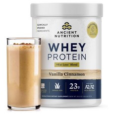 ANCIENT NUTRITION 乳清蛋白 + 羅斯混合香草肉桂口味, 1個, 572g