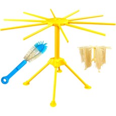 접이식 파스타 건조대 청소 브러시가 있는 플라스틱 면 홈메이드 신선 스파게티 스탠드 10개의 팔을 가진 주방용 행거 안정적이고 빠르게 세팅 가능