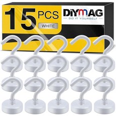 DIYMAG 냉장고용 자석 후크 매우 강한 크루즈 후크 걸 수 있는 후크가 있는 튼튼한 흙 자석 캐빈용 자석 행거 그릴 (20P-블랙), 화이트