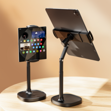 젠박스 탁상용 태블릿 거치대 스마트폰 폴드 2종 헤드 높이조절, 1개, 블랙, ZTPS-KA