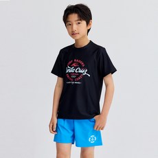 슈가비치 아동 주니어 반팔 래쉬가드+보드숏 세트 LE23-514 루즈핏 수영복 8세~17세