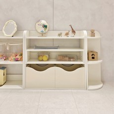 [당일발송]재니쓰홈 올인원 전면책장 어린이집 아기 유아 낮은 교구장 3단 엔딩장, 800 이너선반 우드