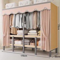 무설치 접이식 옷장 간편조립 기숙사 자취방 침실용 수납장 원룸, 완전 조립 완료, 1.70m 버터플라이 옐로우