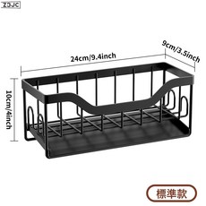 Z3JC 廚房置物架抹布架免打孔壁掛式家用調料架子瀝水籃水槽收納架碳鋼, 1個, 黑色(標準款)♜:如圖