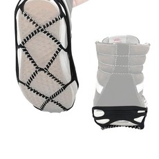 투명 미끄럼 방지 아이스 클로 신발 겨울용 스노우 부츠 남녀 공용 야외 등산 체인 커버 바닥 스티커, 12 검정색 1켤레