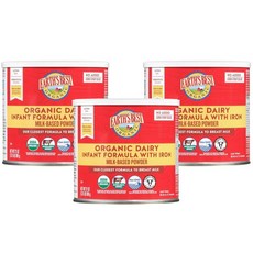 Earth's Best 얼스베스트 베이비 포뮬러 0-12개월 데어리 인펀트 포뮬러 유아 분유 595g, 3개