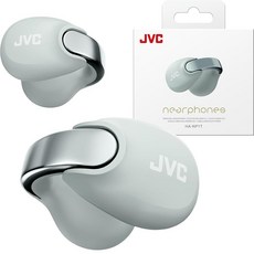 JVC Nearphones 오픈 이어 트루 와이어리스 헤드폰 - 이어버드 블루투스 5.3-24시간 재생 IPX4 방수 내장 마이크 인식 및 편안함 클립 HANP1T 176397, 아이스 그레이