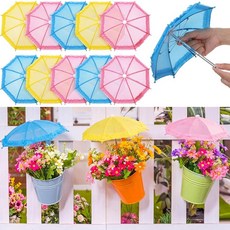 Yinkin 10pcs Mini Plant Umbrellas for Potted Plants 27cm Lace Umbrellas with Bamboo Sticks Small, 10, Bright Color