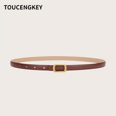 TOUCENGKEY 女士真皮簡約針釦裝飾皮帶