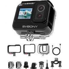 SVBONY SVGo 4K30FPS 20MP 액션 카메라 이중 렌즈 수중 6축 전자식 손떨림 방지 8배 줌 IPS 화면 케이스 포함 30미터 방수 사전 녹화 기능 탑재 브이로그
