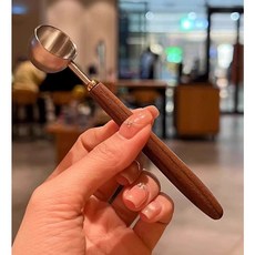 우드 손잡이 스테인리스 계량스푼 카페 베이킹 커피 계량 숟가락, 우드(중), 1개
