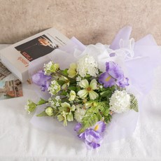 [플라워트리] 아이리스 조화 꽃다발 퓨어 55cm 인테리어 꽃 선물 장식 기념일 졸업식 발표회 학예회, 상세 설명 참조