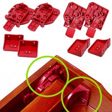 원터치 밥상다리부속 1조세트 빨강 (나무 접이식 밥상다리 교자상 부품 가구부속 가구다리 좌탁 테이블 조립 가구만들기), 나사16개포함