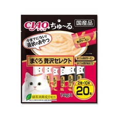 日本CIAO 啾嚕貓咪營養肉泥 幫助消化寵物補水流質點心20入/袋-SC-190豪華鮪魚(黑袋), 1個