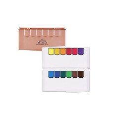 【時代中西畫材】韓國 MIJELLO 美捷樂 Mission, 金級塊狀12色（含調色盤）