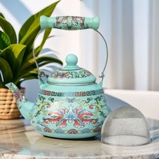 주방 법랑 주전자 난로 감성 일본 캠핑 인테리어 커피주전자 기본옵션 1개 A. 1.5L 배꽃, 기본옵션 × D. 1.5L 그린주전자+필터 × 1개