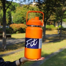 ZUNYER 不鏽鋼保溫杯 2500ml 大容量保溫瓶, 1個, 活力橙+杯刷,4000mL超大容量