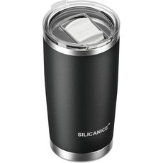 20온스 위생 스테인리스 스틸 진공 단열 텀블러 - 탈착식 슬라이더 이중 벽 188 여행용 머그컵 BPA 프리 컵 홀더 프리미엄 품질 스마트 가치 블랙, Hygienic spout, Black