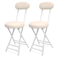 마켓플랜 심플 원형 쿠션 접이식 의자, 아이보리, 2개