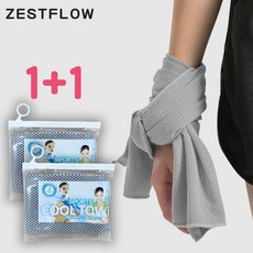 제스트플로우 아이스 냉감 스포츠 쿨타올 1+1 지퍼백, 그레이, 1개 그레이, 1개