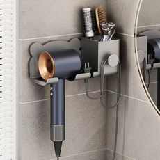 臺灣出貨 衛生間吹風機置物架 免打孔浴室收納架 壁掛電吹風架 牆上置物架, 珍珠白-限時優惠：01：23：48,電吹風架-簡易款-【18.86CM】, 1個