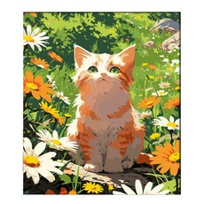 호인트 diy 명화그리기 유화 피포페인팅 컬러링키트 대형 40x50cm, 1개, 006꽃보다야옹