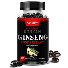 강력한 한국인삼 채식 캡슐로 남녀 모두에게 적합하며 에너지 지구력 집중력 기억력 인지력 향상, 3개, 120회분