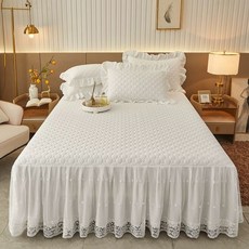 레이스 침대커버 스커트 호텔 매트리스 사계절 150X200cm 공주풍 침대커버 프릴 아이보