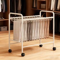 SeekFun 이동식 바지행거 바지걸이 세트 옷 정리 겨울 필템 드레스룸 다용도, 75cm, 크림색