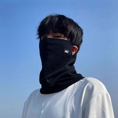 防風騎行麵罩 騎車保暖圍巾 護臉圍脖, 暮色黑【高品質】裏層細絨-外層針織