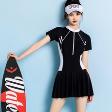 運動連體平角褲女士泳衣 顯瘦遮肚 防曬 游泳時尚溫泉泳裝