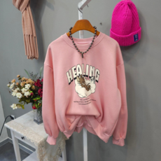 힐링 마우스 기모 맨투맨