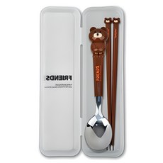 小巧可愛動物朋友湯匙+筷子+外盒組 MP483, 1套, 湯匙 + 筷子 + 外盒, 棕熊