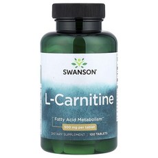 Swanson L-Carnitine Tablets 스완슨 L-카르니틴 타블렛, 3개, 100정