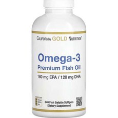 CaliforniaGoldNutrition Omega-3 優質魚油 180毫克 EPA / 120毫克 DHA 凝膠軟膠囊, 1個, 240 件, 2kg