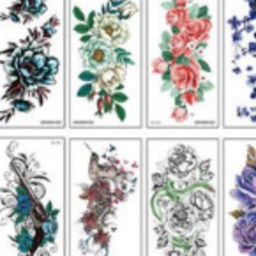 대형꽃타투 레터링스티커 바디장식 지워지는문신 쇄골장미, 플라워 10종세트 A, 1개