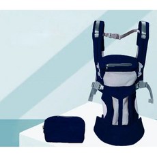 嬰兒揹帶前抱式多功能新生兒寶寶前後兩用腰凳哄睡背娃神四季款, 藍色（有網）