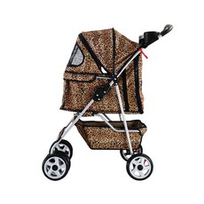 중간 크기의 강아지를 위한 JKSVTF 강아지 유모차 포근한 쿠션과 큰 수납 바구니가 있는 시니어, Leopard Print