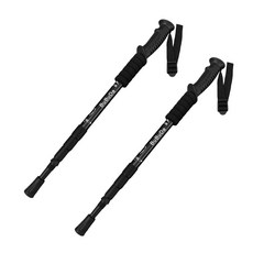 킴스브로 4단 접이식 초경량 듀랄루민 등산스틱 2개 세트, 검은색