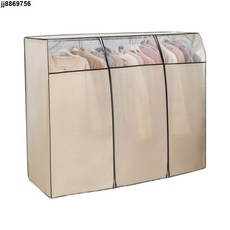 衣架防塵 衣櫃防塵套罩 晾衣桿防塵套佈 x型晾衣架防塵罩加厚宿舍雙桿架子蓋布衣服防塵罩掛衣架全封閉罩, 1個, 米色X型衣架專用【前后帶拉鏈】,130長52寬120高【不帶架子】
