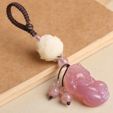 주니지니네 금전운 재물운 옥 비휴 연꽃 키링 열쇠고리, 연꽃핑크, 1개