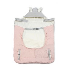 可愛小兔造型嬰兒外出保暖套，親膚保暖，多功能用途秋冬必備, 粉